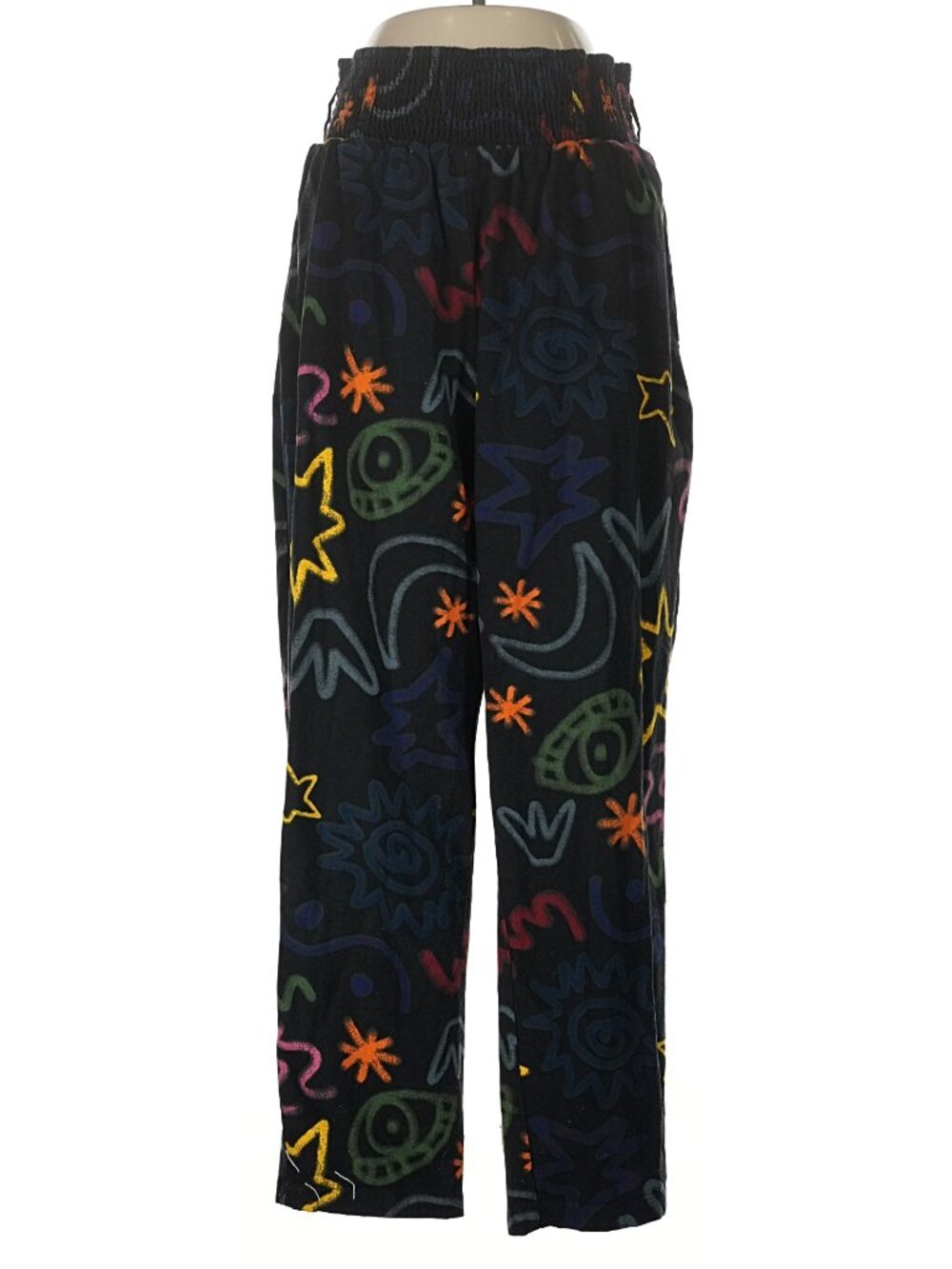 Lucy & Yak Black Enzo Print Wide Leg Trousers Medium EUC Organic Cotton